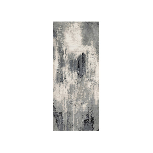 Modern and Contemporary Wool & Silk Hand Knotted Rug Black No Border 2.7X6.4 -O090811