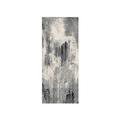 Modern and Contemporary Wool & Silk Hand Knotted Rug Black No Border 2.7X6.4 -O090811
