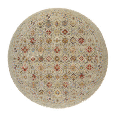 Transitional Wool & Silk Hand Knotted Rug Beige No Border 12.0X12.0 -O090813