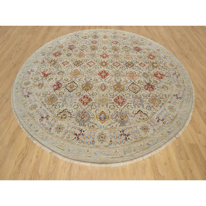 Transitional Wool & Silk Hand Knotted Rug Beige No Border 12.0X12.0 -O090813