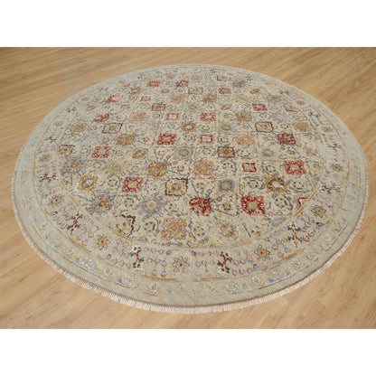 Transitional Wool & Silk Hand Knotted Rug Beige No Border 12.0X12.0 -O090813