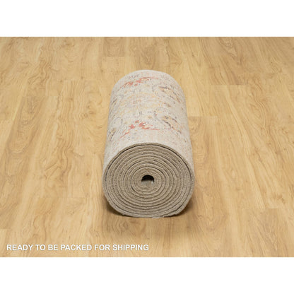 Transitional Wool & Silk Hand Knotted Rug Beige No Border 2.5X22.0 -O090814