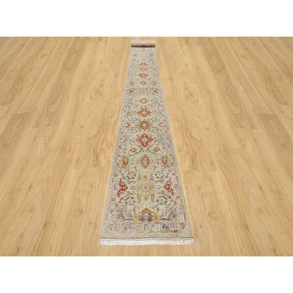 Transitional Wool Hand Knotted Rug Beige No Border 2.7X22.0 -O090815
