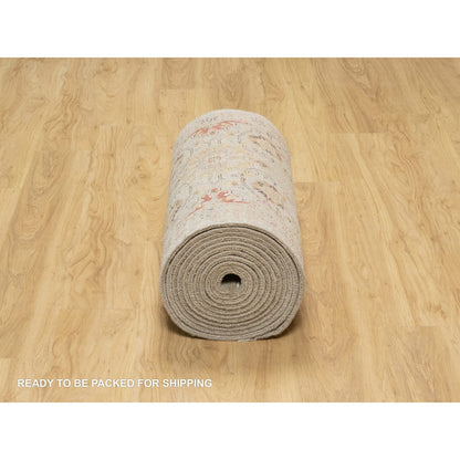 Transitional Wool Hand Knotted Rug Beige No Border 2.7X22.0 -O090815