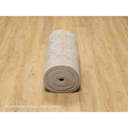 Transitional Wool & Silk Hand Knotted Rug Beige No Border 2.9X20.0 -O090816