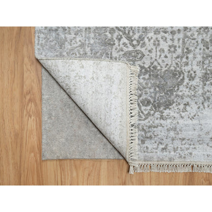 Transitional Wool & Silk Hand Knotted Rug Grey No Border 2.7X16.0 -O090817