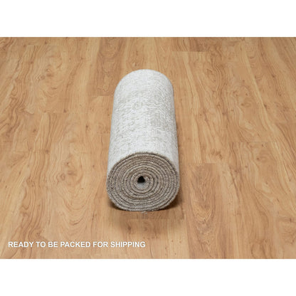 Transitional Wool & Silk Hand Knotted Rug Grey No Border 2.7X16.0 -O090817