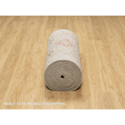 Transitional Wool & Silk Hand Knotted Rug Beige No Border 2.7X26.0 -O090818