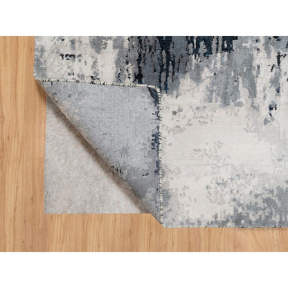 Modern and Contemporary Wool & Silk Hand Knotted Rug Black No Border 3.1X5.3 -O090819