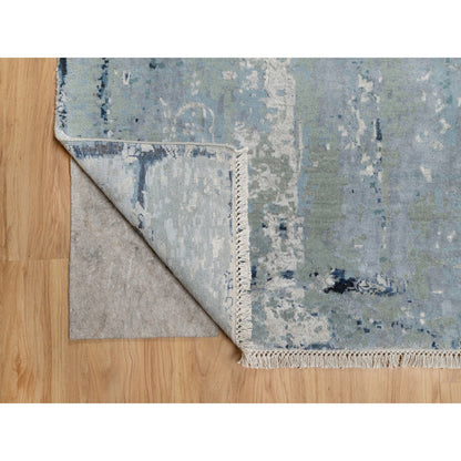 Transitional Wool & Silk Hand Knotted Rug Grey No Border 10.1X10.4 -O090820