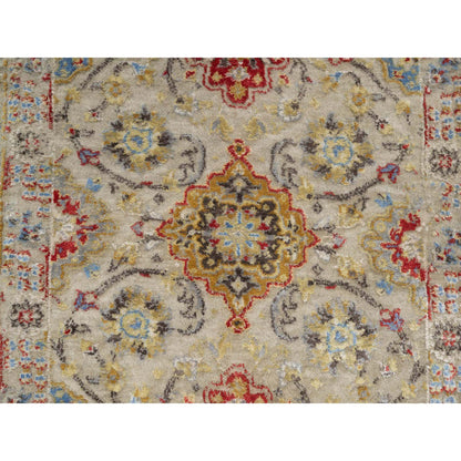 Transitional Wool & Silk Hand Knotted Rug Beige No Border 2.7X26.0 -O090823