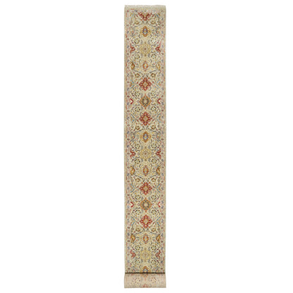 Transitional Wool & Silk Hand Knotted Rug Beige No Border 2.6X24.1 -O090825