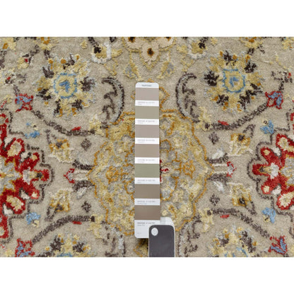 Transitional Wool & Silk Hand Knotted Rug Beige No Border 2.6X24.1 -O090825