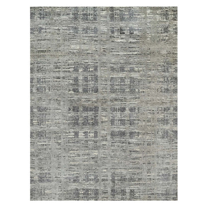 Modern and Contemporary Wool Hand Knotted Rug Grey No Border 9.1X12.1 -O090829