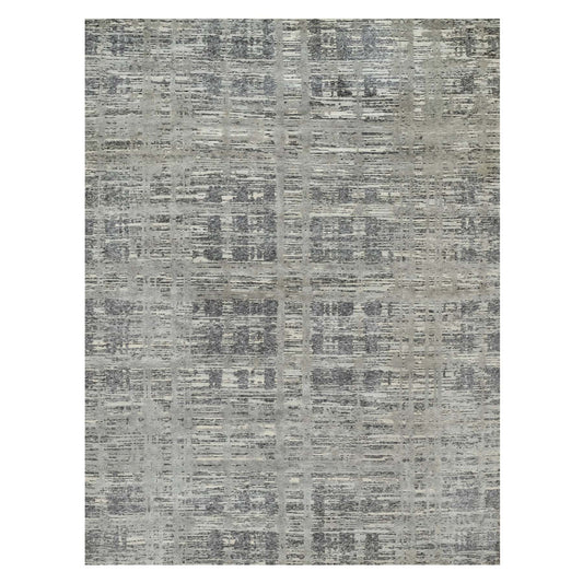 Modern and Contemporary Wool Hand Knotted Rug Grey No Border 9.1X12.1 -O090829