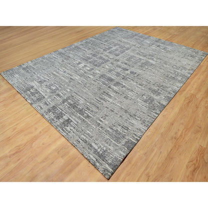 Modern and Contemporary Wool Hand Knotted Rug Grey No Border 9.1X12.1 -O090829