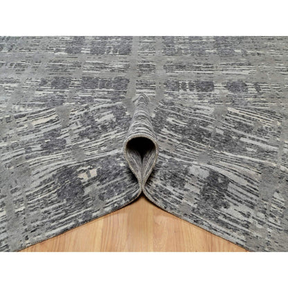 Modern and Contemporary Wool Hand Knotted Rug Grey No Border 9.1X12.1 -O090829