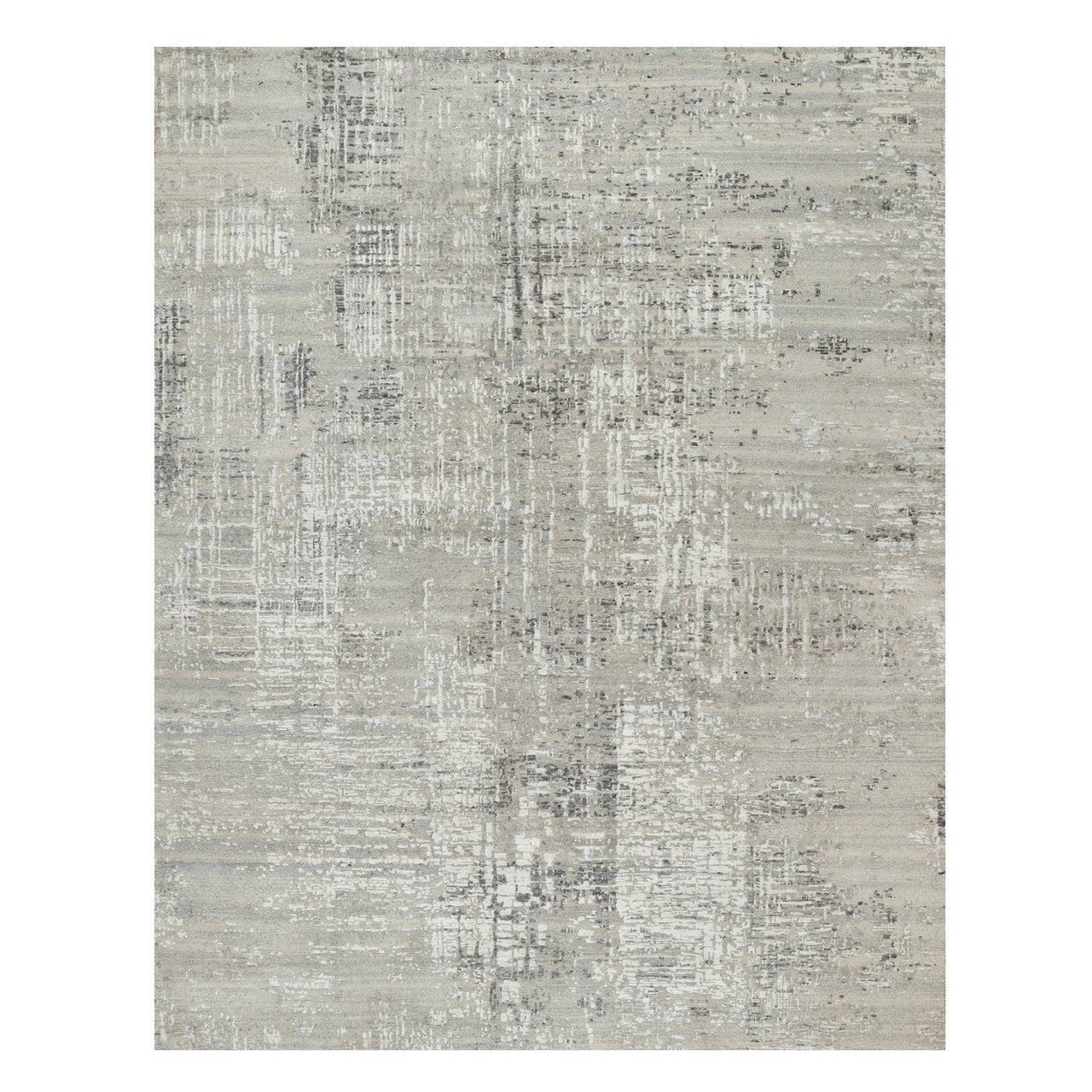 Gray 8'0" x 10'2" Modern and Contemporary Hand knotted Wool Rug - Sku: O090830