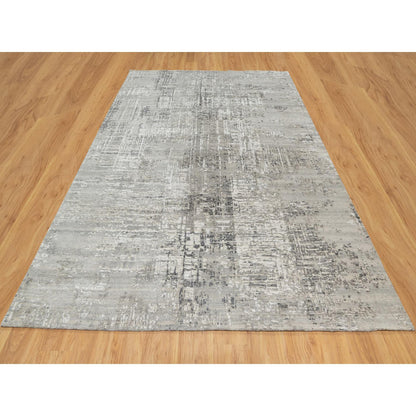 Modern and Contemporary Wool Hand Knotted Rug Grey No Border 8.0X10.2 -O090830
