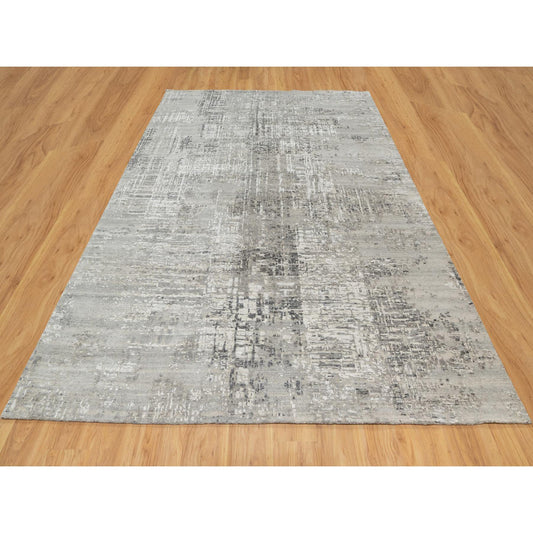 Modern and Contemporary Wool Hand Knotted Rug Grey No Border 8.0X10.2 -O090830