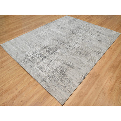 Modern and Contemporary Wool Hand Knotted Rug Grey No Border 8.0X10.2 -O090830