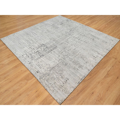 Modern and Contemporary Wool Hand Knotted Rug Grey No Border 8.1X8.0 -O090835