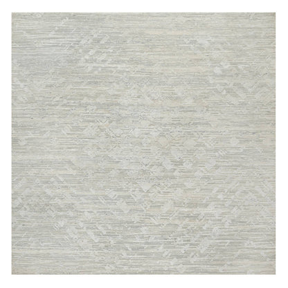 Modern and Contemporary Wool Hand Knotted Rug Grey No Border 10.0X10.0 -O090836