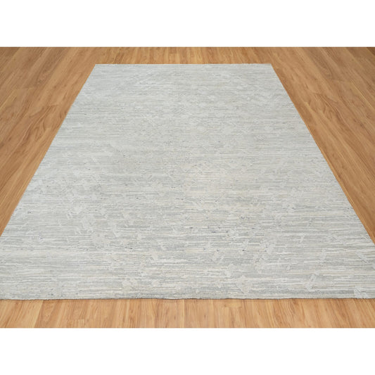 Modern and Contemporary Wool Hand Knotted Rug Grey No Border 10.0X10.0 -O090836
