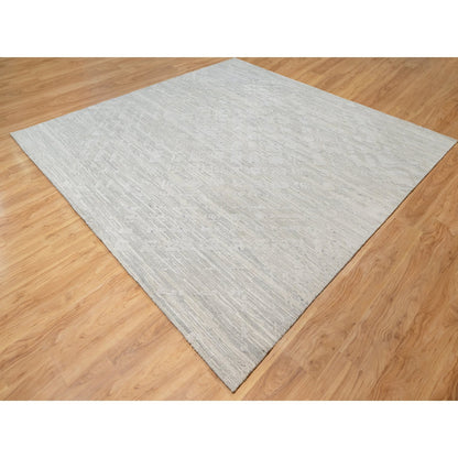 Modern and Contemporary Wool Hand Knotted Rug Grey No Border 10.0X10.0 -O090836