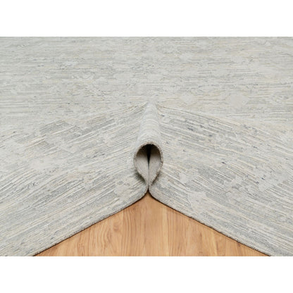 Modern and Contemporary Wool Hand Knotted Rug Grey No Border 10.0X10.0 -O090836