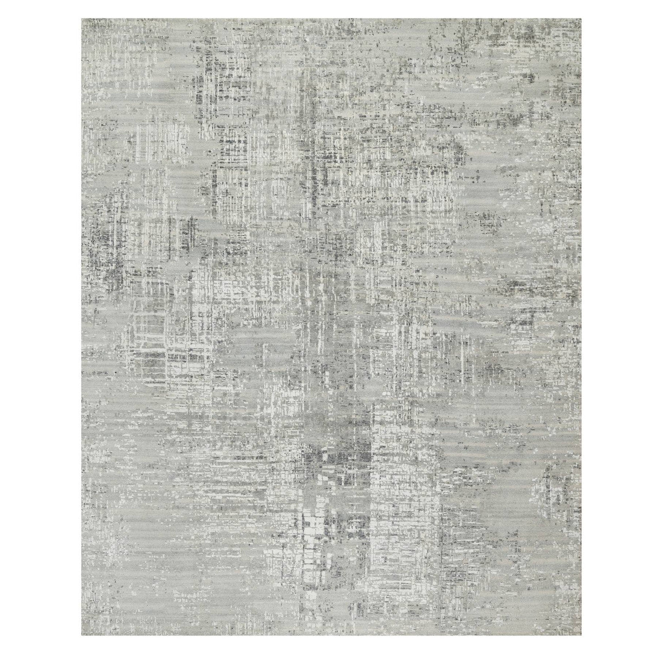 Gray 12'0" x 14'9" Modern and Contemporary Hand knotted Wool Rug - Sku: O090837