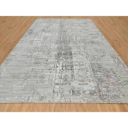 Modern and Contemporary Wool Hand Knotted Rug Grey No Border 12.0X14.9 -O090837