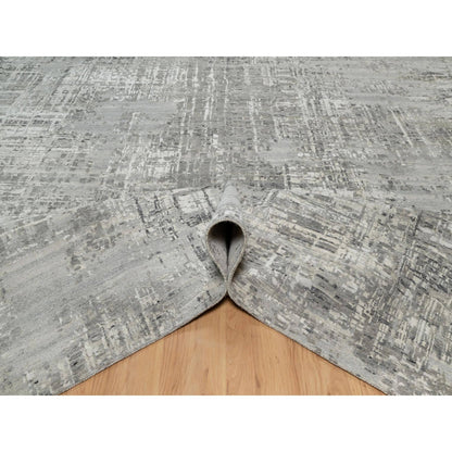 Modern and Contemporary Wool Hand Knotted Rug Grey No Border 12.0X14.9 -O090837