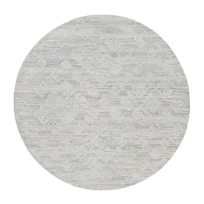Modern and Contemporary Wool Hand Knotted Rug Grey No Border 6.0X6.0 -O090839