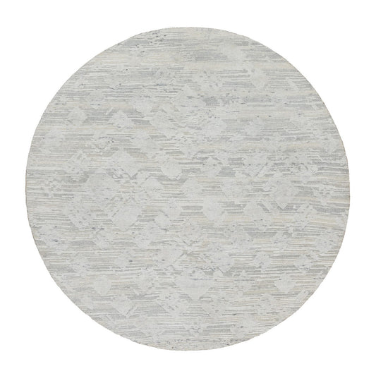 Modern and Contemporary Wool Hand Knotted Rug Grey No Border 6.0X6.0 -O090839