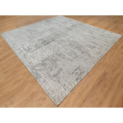 Modern and Contemporary Wool Hand Knotted Rug Grey No Border 12.0X11.10 -O090841