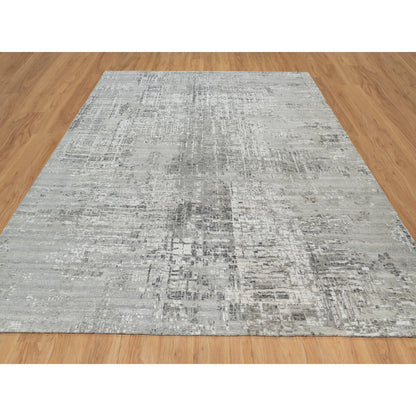 Modern and Contemporary Wool Hand Knotted Rug Grey No Border 10.0X10.2 -O090842