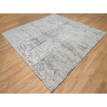 Modern and Contemporary Wool Hand Knotted Rug Grey No Border 10.0X10.2 -O090842