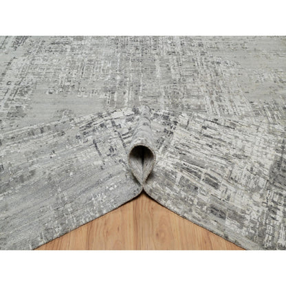 Modern and Contemporary Wool Hand Knotted Rug Grey No Border 10.0X10.2 -O090842