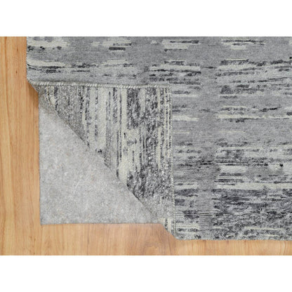 Modern and Contemporary Wool Hand Knotted Rug Grey No Border 2.6X10.0 -O090843