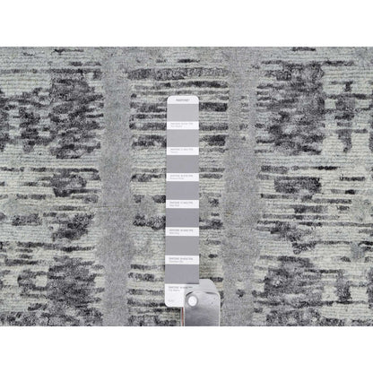 Modern and Contemporary Wool Hand Knotted Rug Grey No Border 2.6X10.0 -O090843