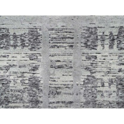 Modern and Contemporary Wool Hand Knotted Rug Grey No Border 2.6X10.0 -O090843