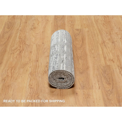 Modern and Contemporary Wool Hand Knotted Rug Grey No Border 2.6X10.0 -O090843