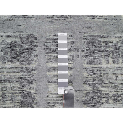 Modern and Contemporary Wool Hand Knotted Rug Grey No Border 2.6X11.8 -O090844