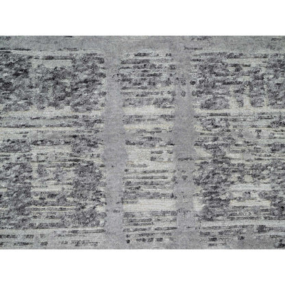 Modern and Contemporary Wool Hand Knotted Rug Grey No Border 2.6X11.8 -O090844