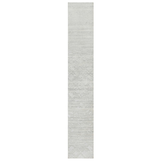 Modern and Contemporary Wool Hand Knotted Rug Grey No Border 2.6X15.9 -O090845