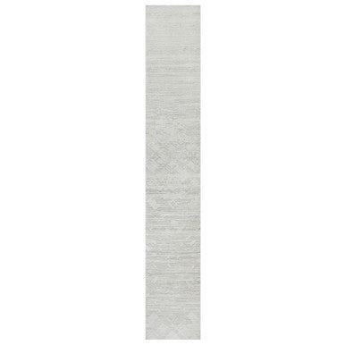 Modern and Contemporary Wool Hand Knotted Rug Grey No Border 2.6X15.9 -O090845