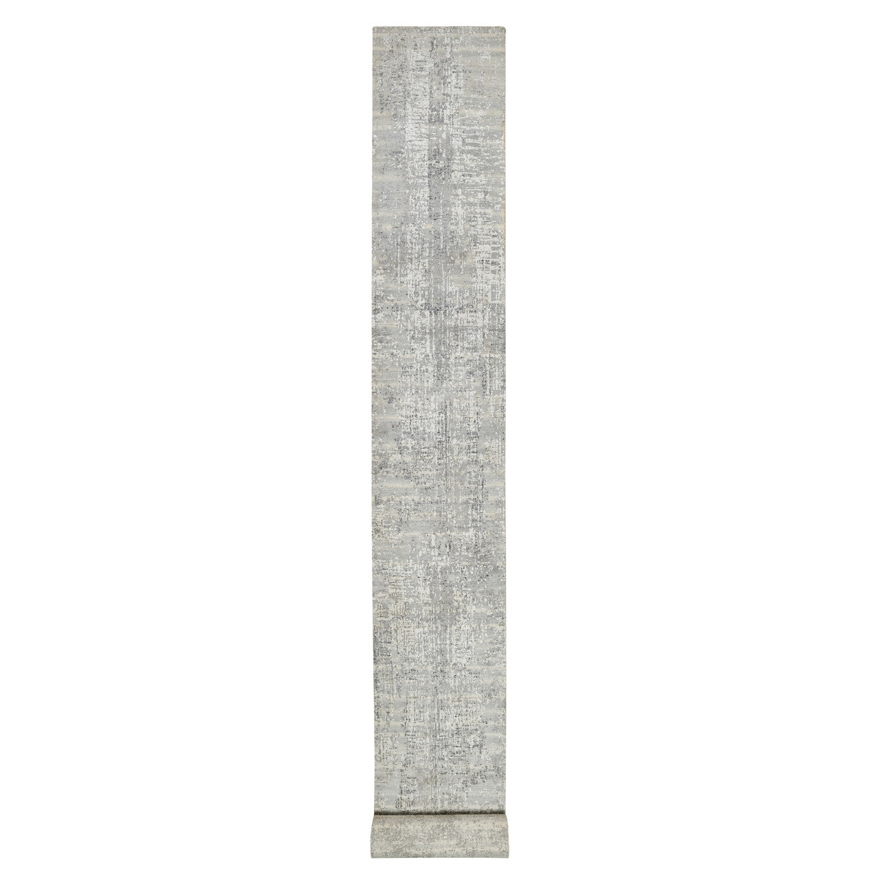 Gray 2'7" x 28'0" Modern and Contemporary Hand knotted Wool Rug - Sku: O090846