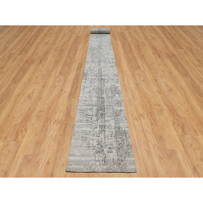 Modern and Contemporary Wool Hand Knotted Rug Grey No Border 2.7X28.0 -O090846