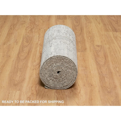 Modern and Contemporary Wool Hand Knotted Rug Grey No Border 2.7X28.0 -O090846